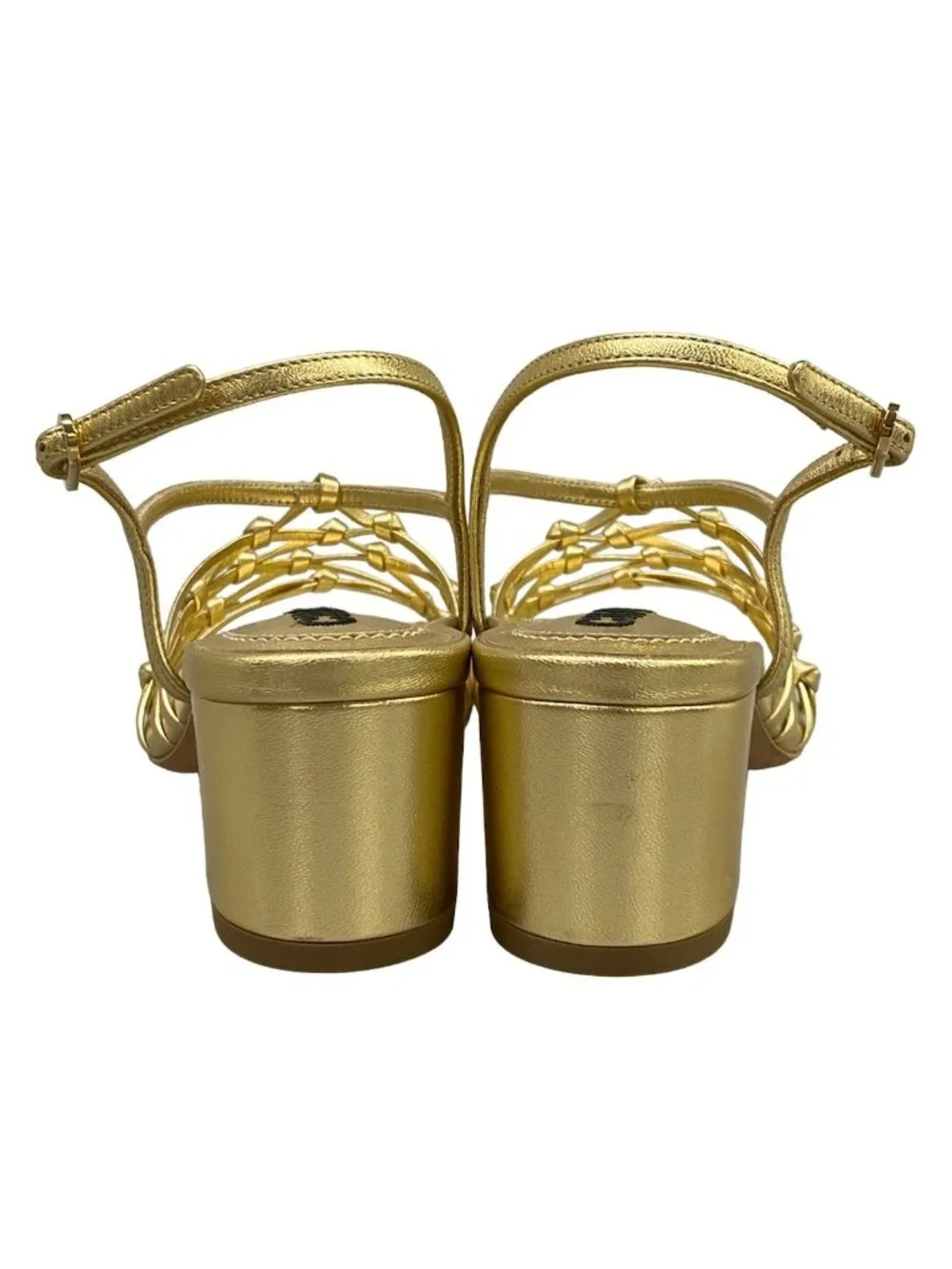Chanel Sandals Gold CC Logo Quilted Leather